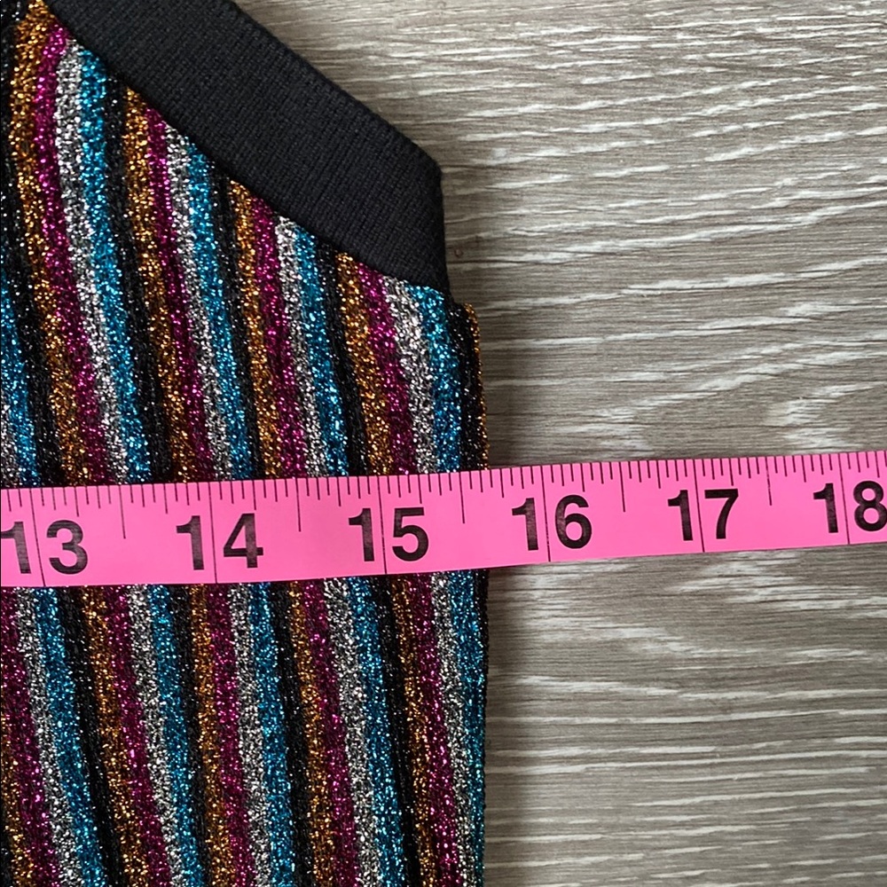 Daily Special Multicolor Metallic Striped Fitted Crop Tank Top - Picture 3 of 5
